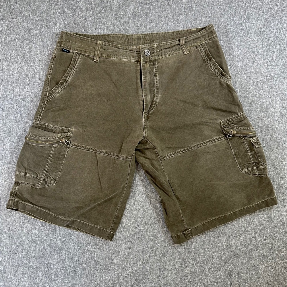 KUHL Cargo Shorts Mens 36 Rugged Utility Olive Green Zippered Pockets